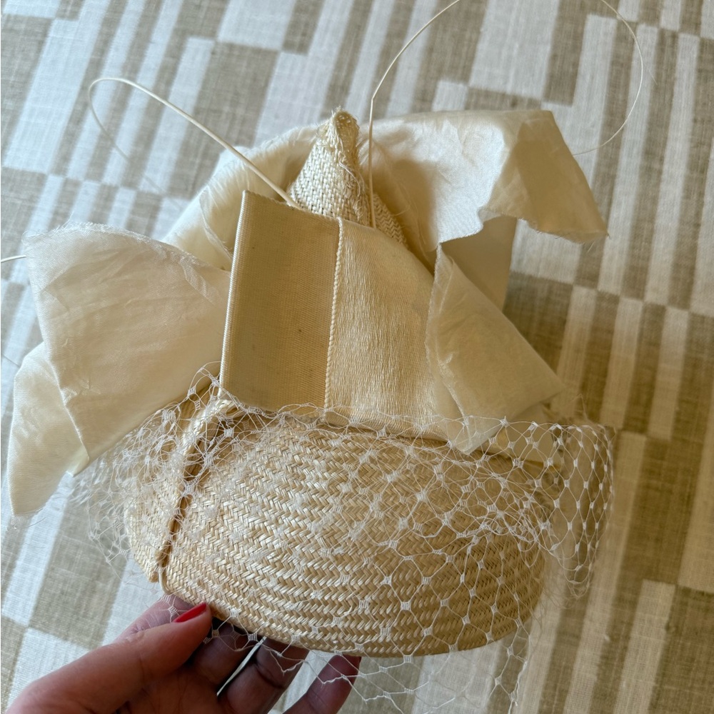 Jennifer Hoertz Vintage-inspired Straw Hat with Veil Kentucky Derby